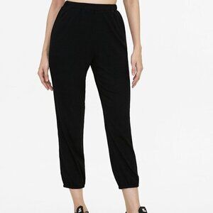 Pomelo Elastic Waist Cropped Jogger Pants‎ - Black Size M